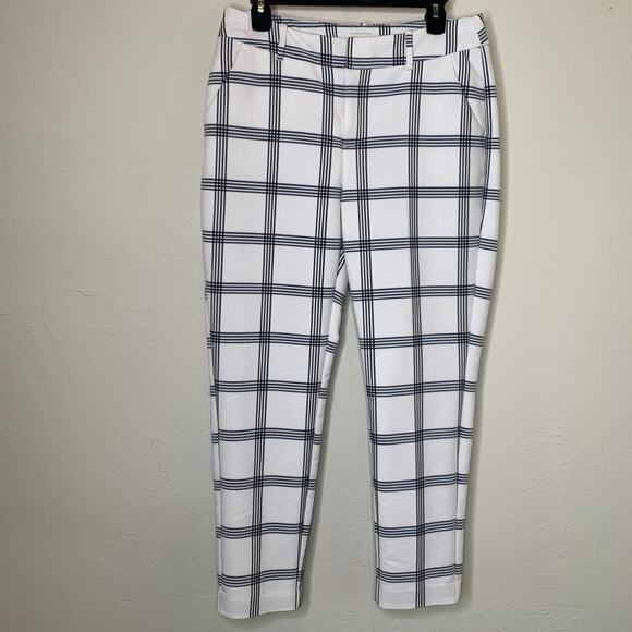 A New Day Windowpane Plaid Black White Stretch Trouser Sz 8 - Picture 2 of 7